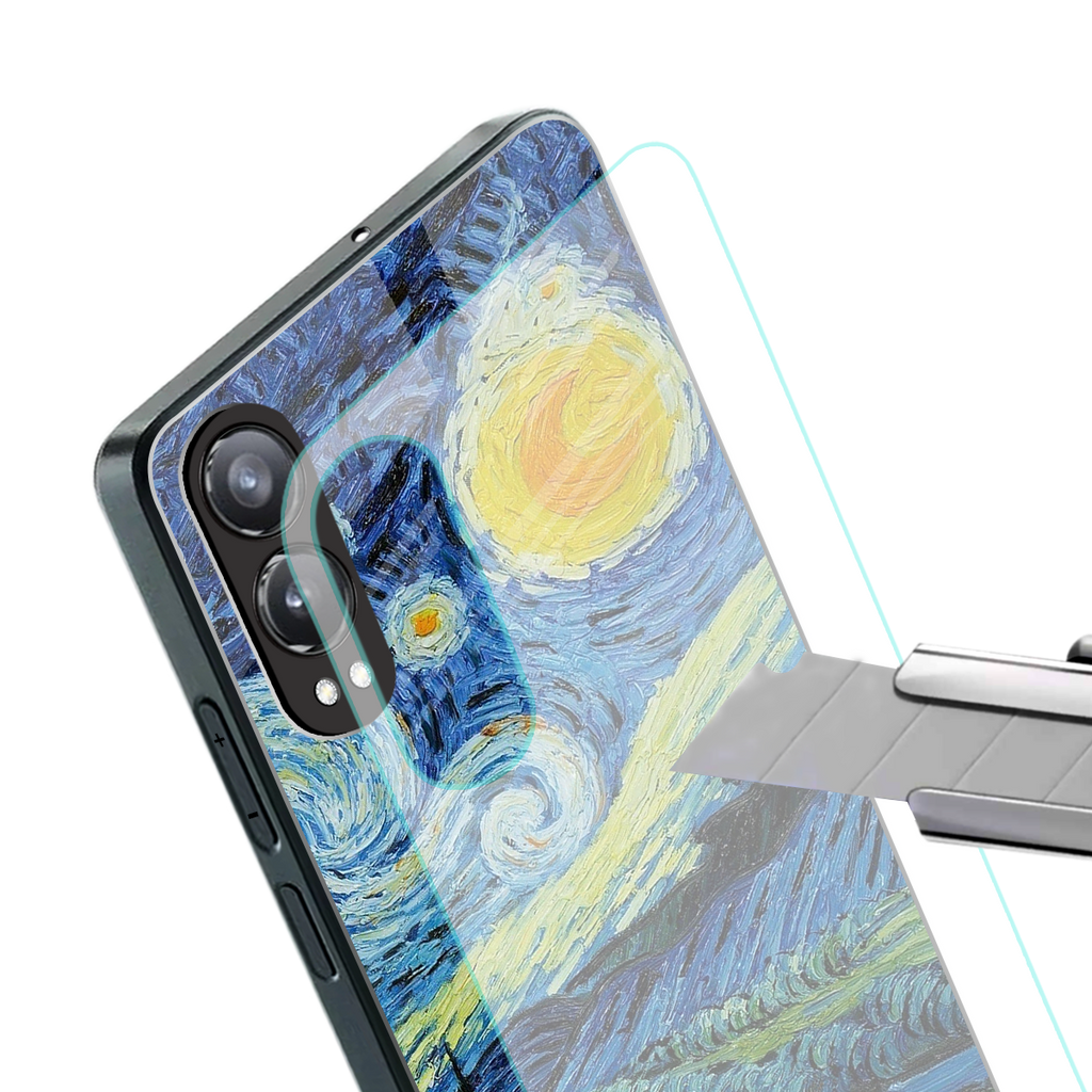 starry night back phone cover | glass case for oneplus nord ce 4 lite