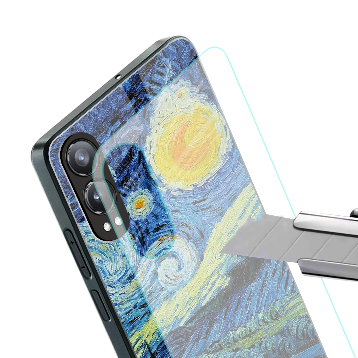 starry night back phone cover | glass case for oneplus nord ce 4 lite