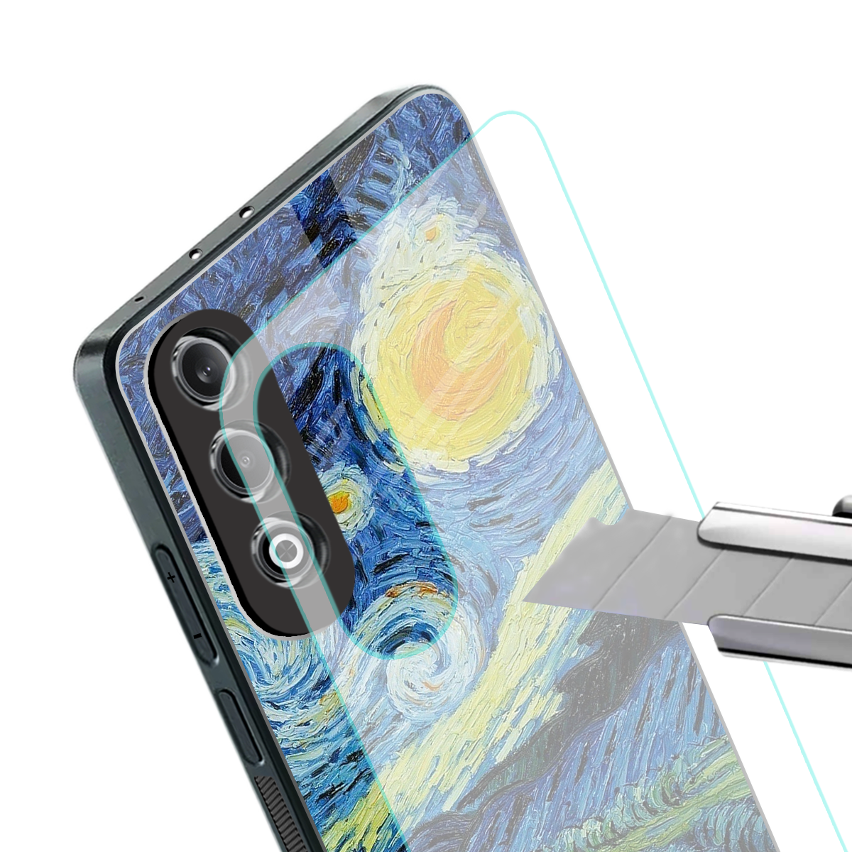 starry night back phone cover | glass case for oneplus nord ce 4
