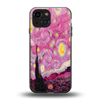 starry night pink back phone cover | glass case for iphone 13 mini