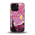 starry night pink back phone cover | glass case for iphone 13 pro