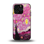 starry night pink back phone cover | glass case for iphone 13 pro