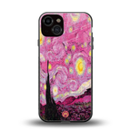 starry night pink back phone cover | glass case for iphone 13