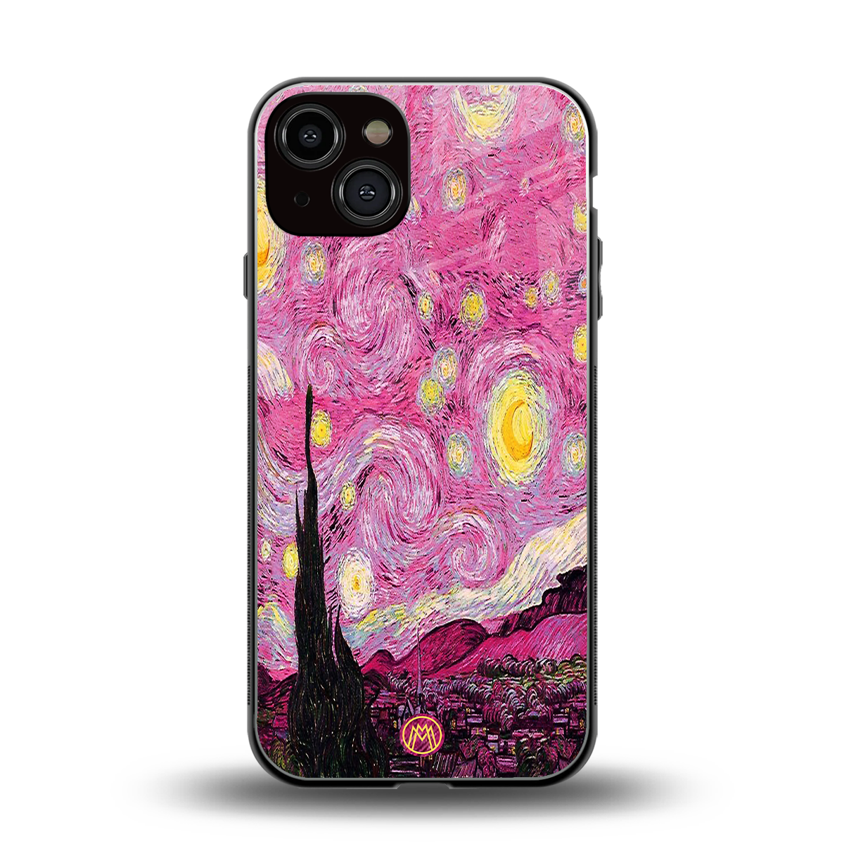 starry night pink back phone cover | glass case for iphone 13