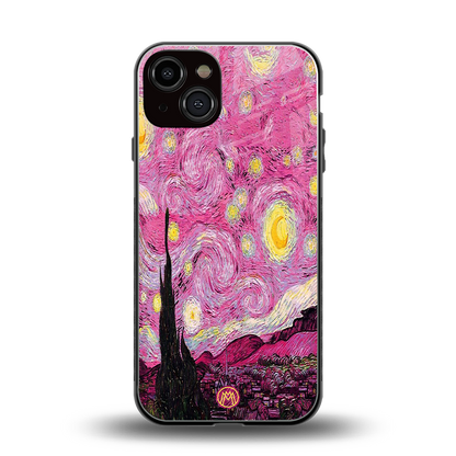 starry night pink back phone cover | glass case for iphone 13