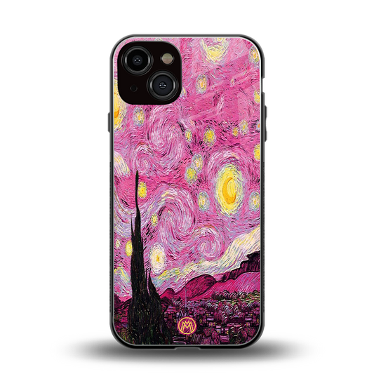 starry night pink back phone cover | glass case for iphone 13