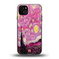 starry night pink back phone cover | glass case for iphone 15 plus