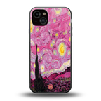 starry night pink back phone cover | glass case for iphone 14 plus