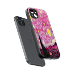 starry night pink back phone cover | glass case for iphone 14 plus