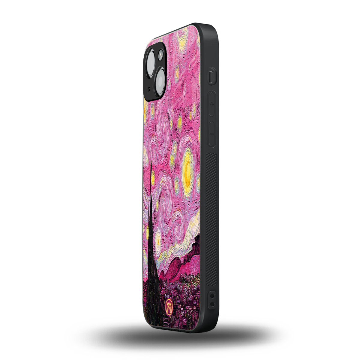 starry night pink back phone cover | glass case for iphone 14 plus