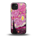 starry night pink back phone cover | glass case for iphone 15