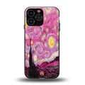starry night pink back phone cover | glass case for iphone 16 pro max