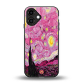 starry night pink back phone cover | glass case for iphone 16