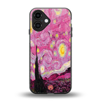 starry night pink back phone cover | glass case for iphone 16
