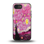 starry night pink back phone cover | glass case for iphone 16e
