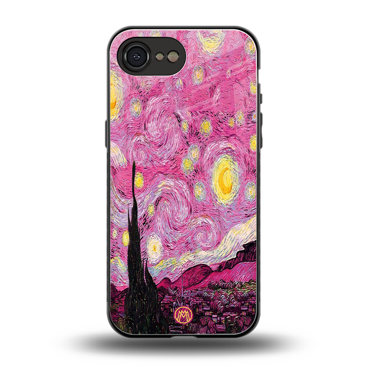 starry night pink back phone cover | glass case for iphone 16e