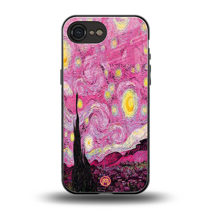 starry night pink back phone cover | glass case for iphone 16e