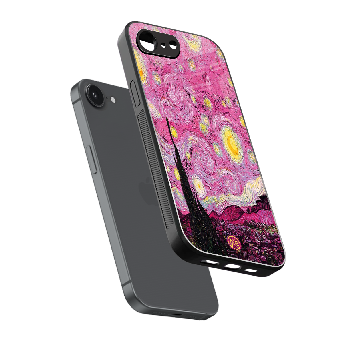 starry night pink back phone cover | glass case for iphone 16e