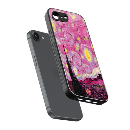 starry night pink back phone cover | glass case for iphone 16e