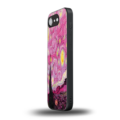 starry night pink back phone cover | glass case for iphone 16e