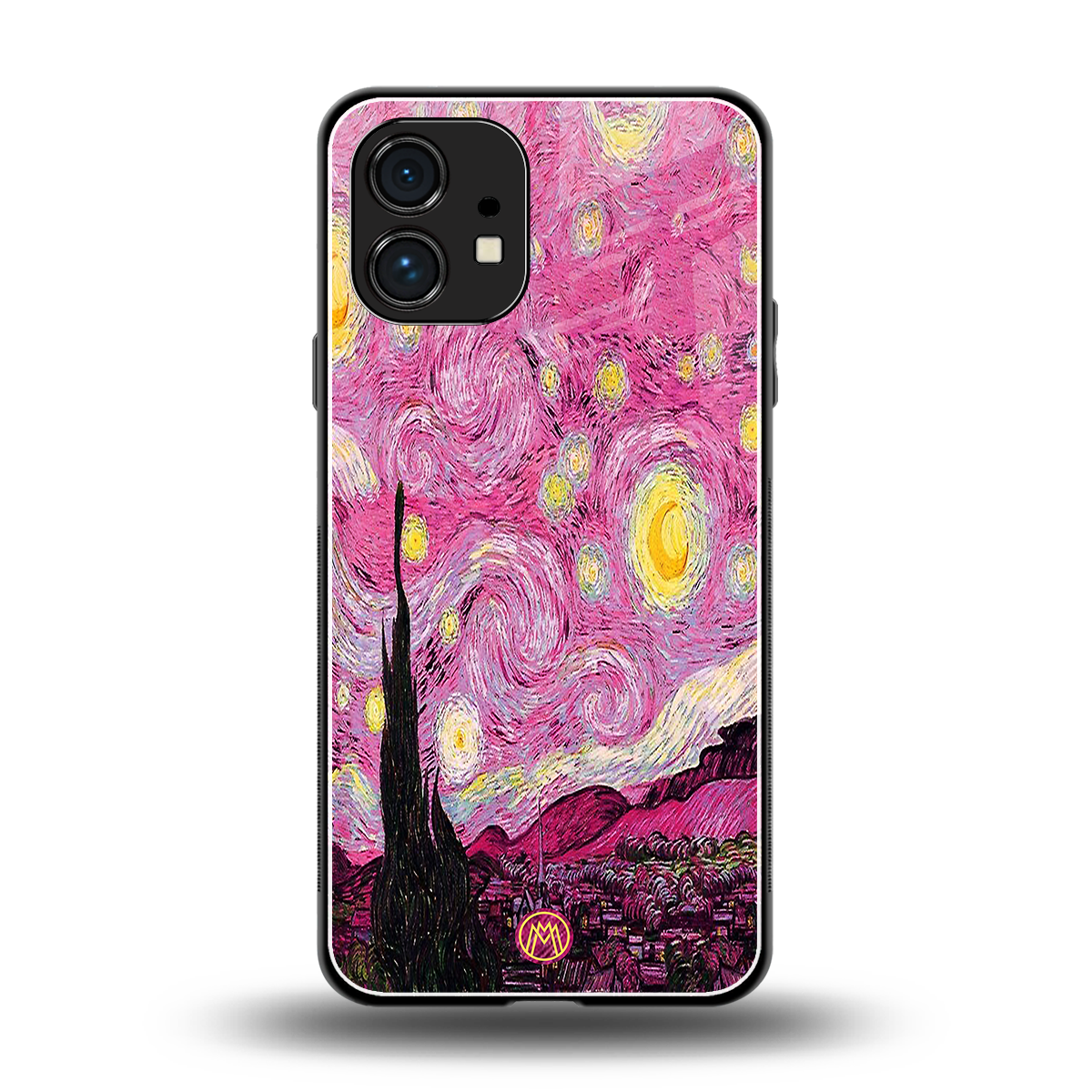 starry night pink back phone cover | glass case for nothing phone 1