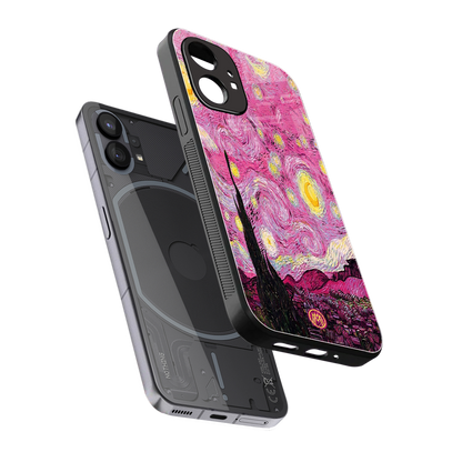 starry night pink back phone cover | glass case for nothing phone 1