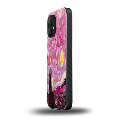 starry night pink back phone cover | glass case for nothing phone 1