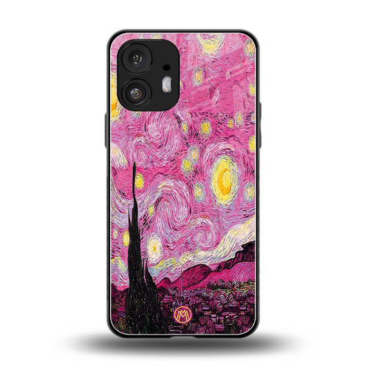 starry night pink back phone cover | glass case for nothing phone 2