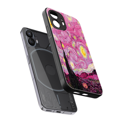 starry night pink back phone cover | glass case for nothing phone 2