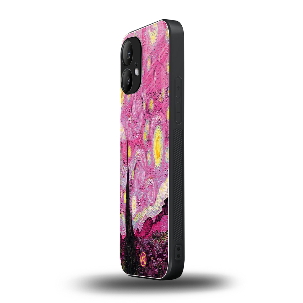 starry night pink back phone cover | glass case for nothing phone 2