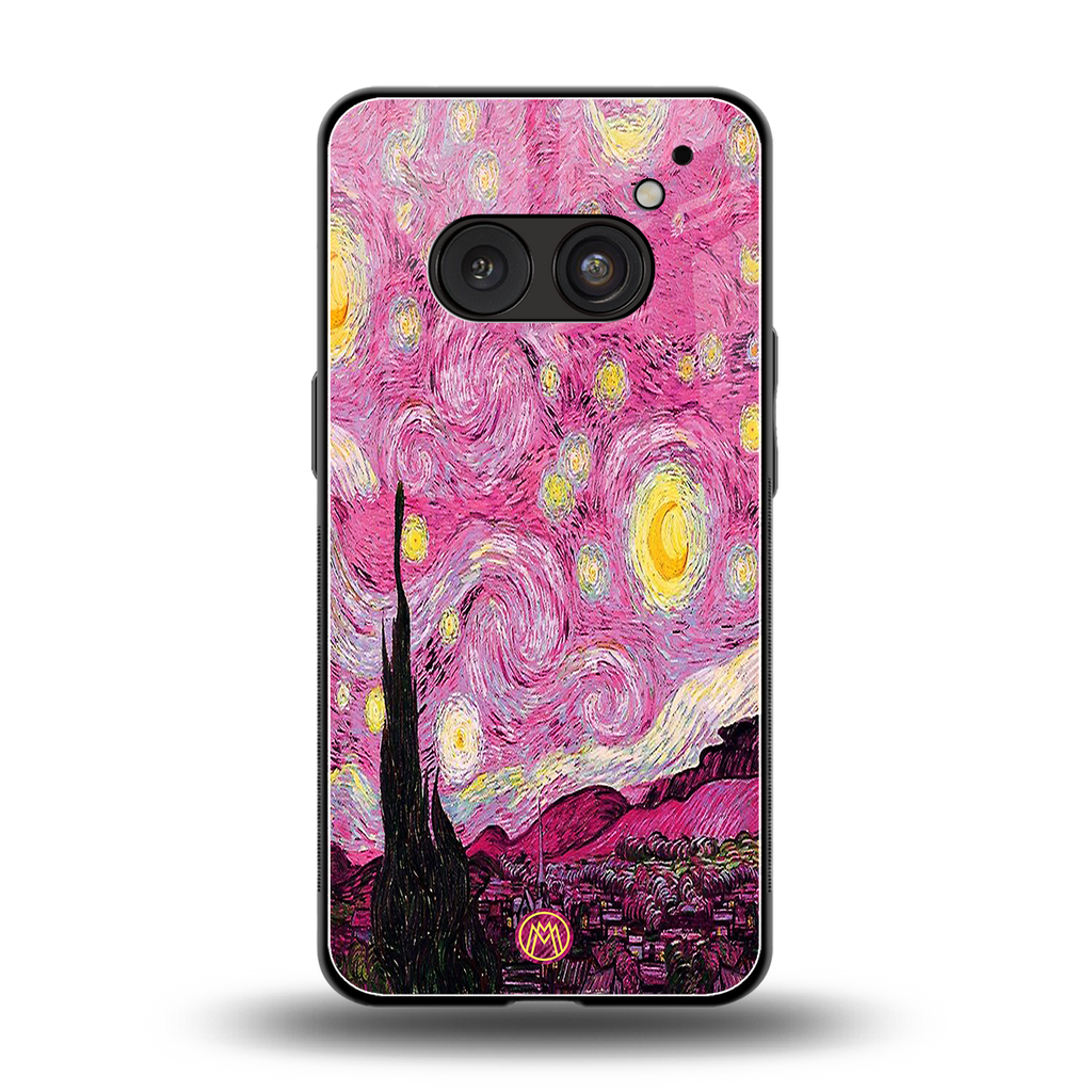 starry night pink back phone cover | glass case for nothing phone 2a