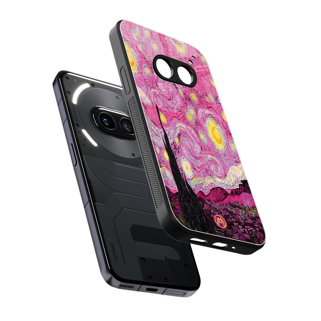 starry night pink back phone cover | glass case for nothing phone 2a
