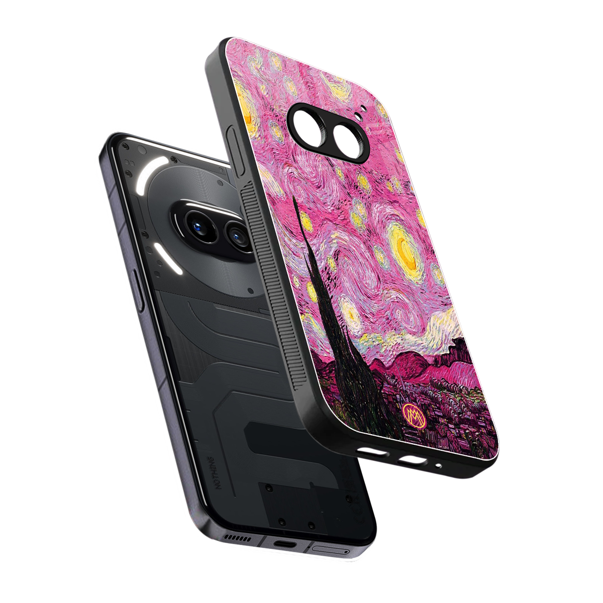 starry night pink back phone cover | glass case for nothing phone 2a