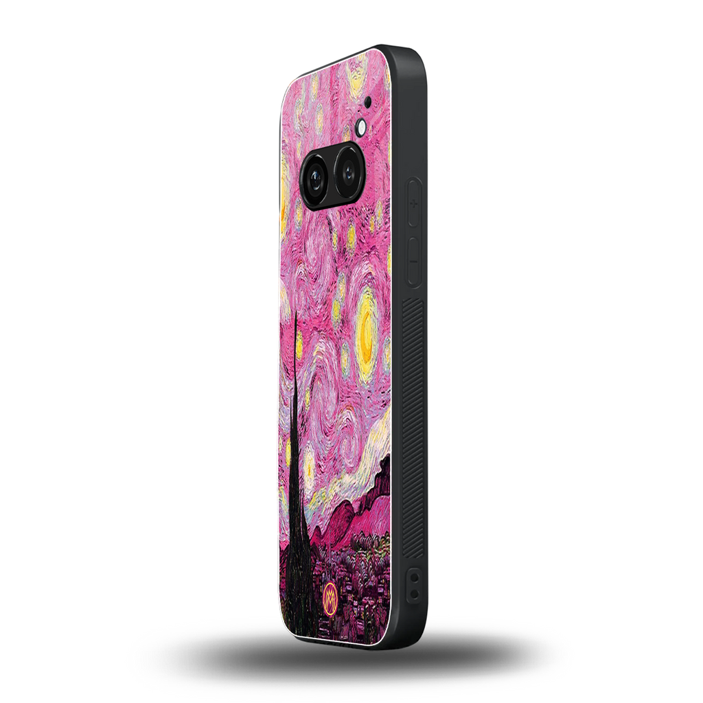 starry night pink back phone cover | glass case for nothing phone 2a