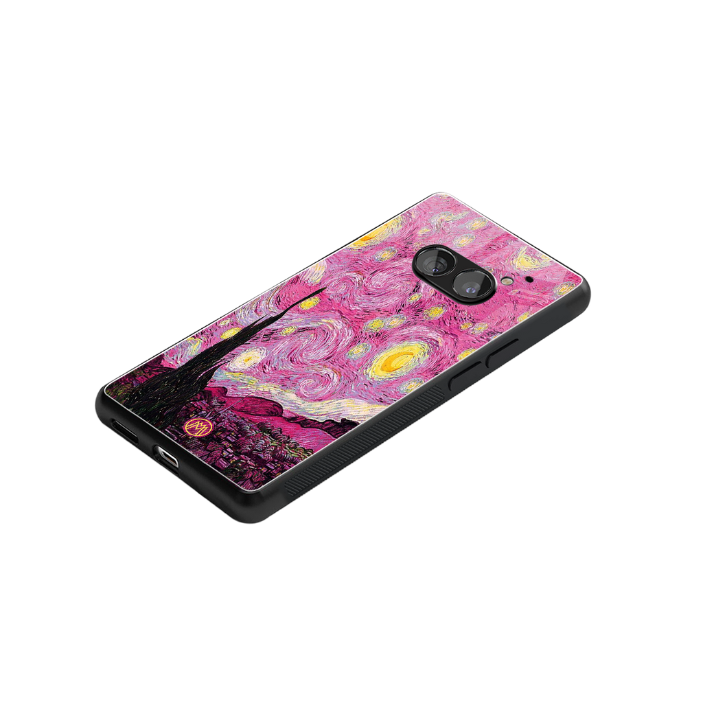starry night pink back phone cover | glass case for nothing phone 2a