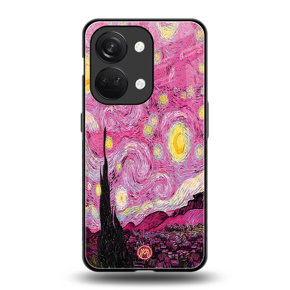 starry night pink back phone cover | glass case for oneplus nord 3