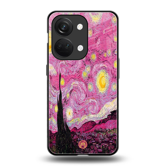 starry night pink back phone cover | glass case for oneplus nord 3