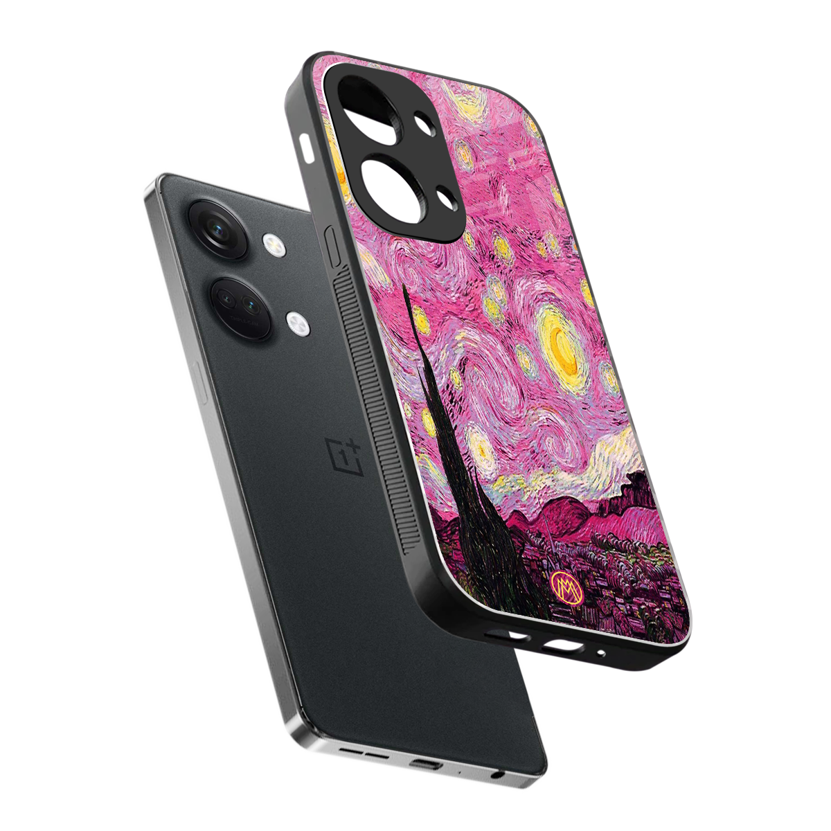 starry night pink back phone cover | glass case for oneplus nord 3
