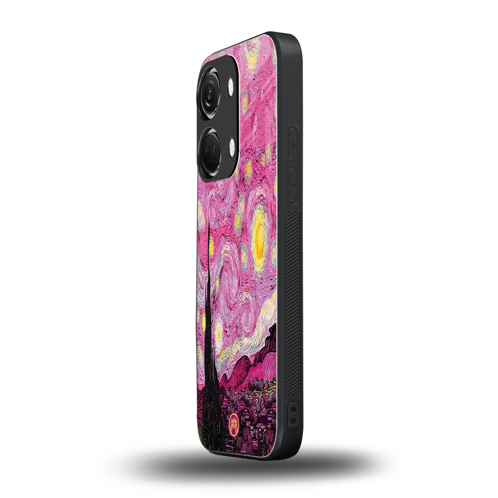 starry night pink back phone cover | glass case for oneplus nord 3
