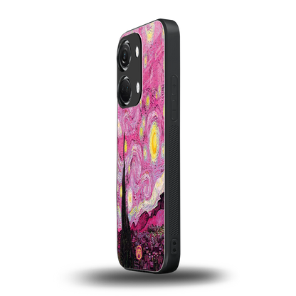 starry night pink back phone cover | glass case for oneplus nord 3