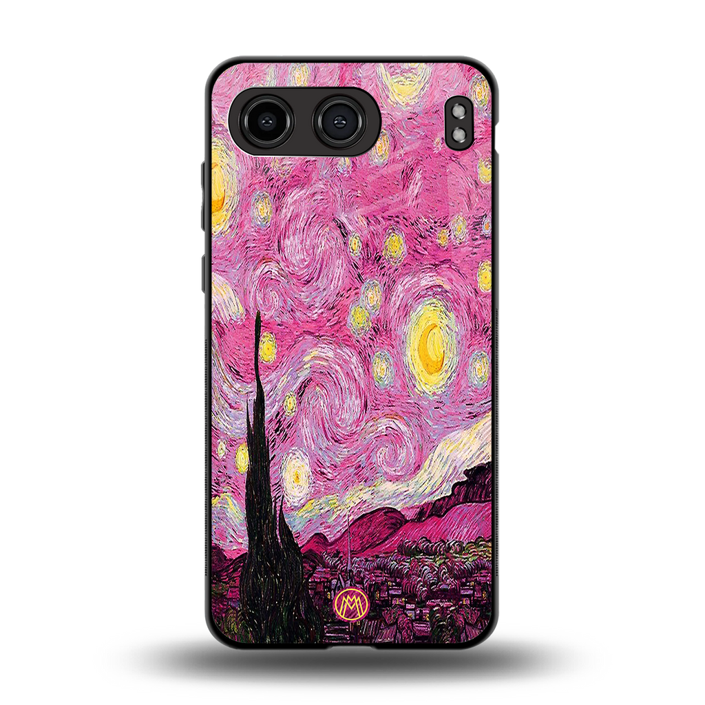 starry night pink back phone cover | glass case for oneplus nord 4