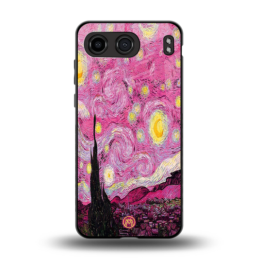 starry night pink back phone cover | glass case for oneplus nord 4