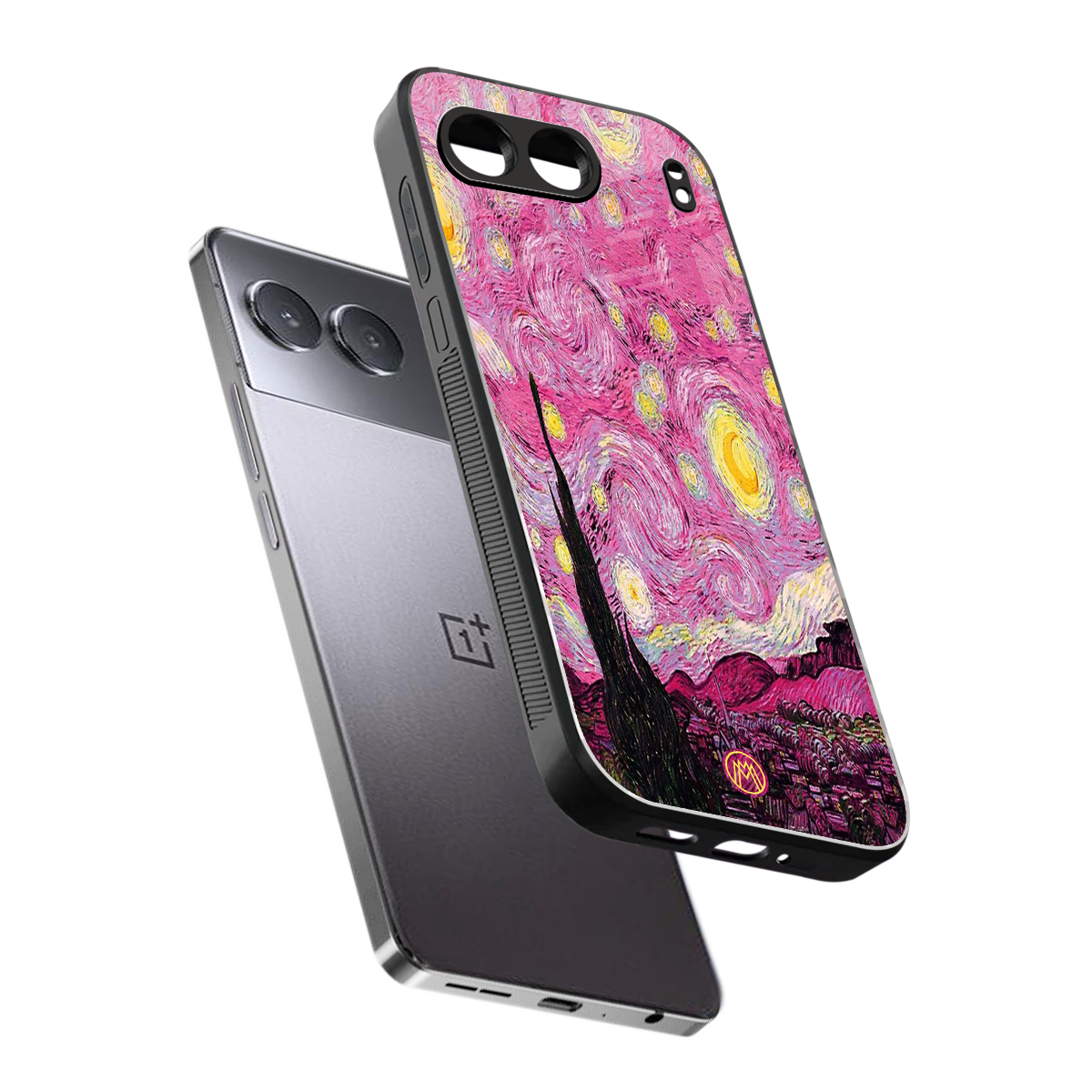 starry night pink back phone cover | glass case for oneplus nord 4