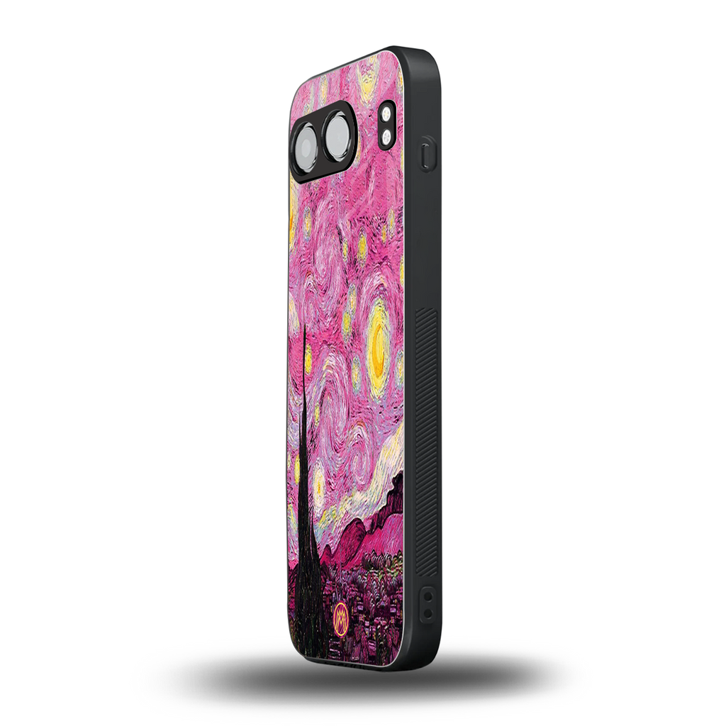 starry night pink back phone cover | glass case for oneplus nord 4