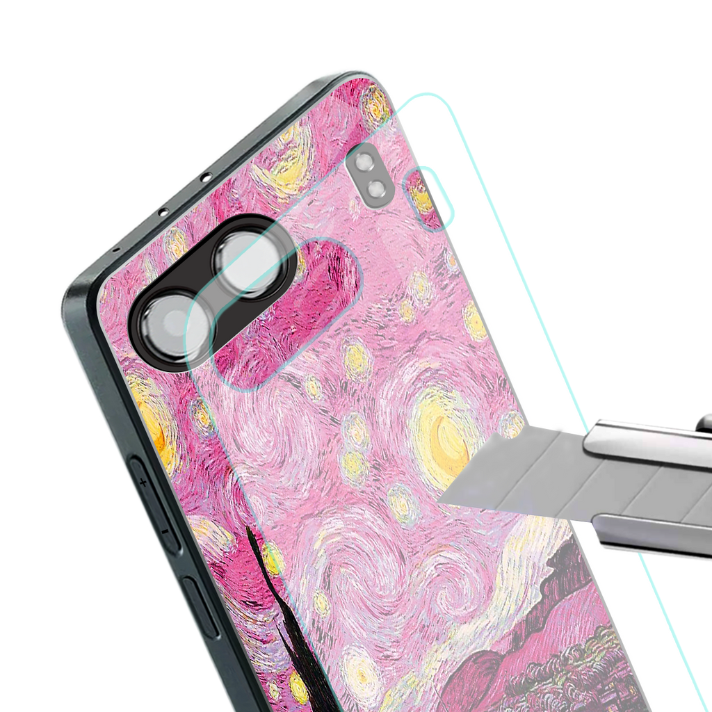 starry night pink back phone cover | glass case for oneplus nord 4