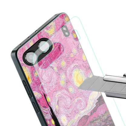 starry night pink back phone cover | glass case for oneplus nord 4