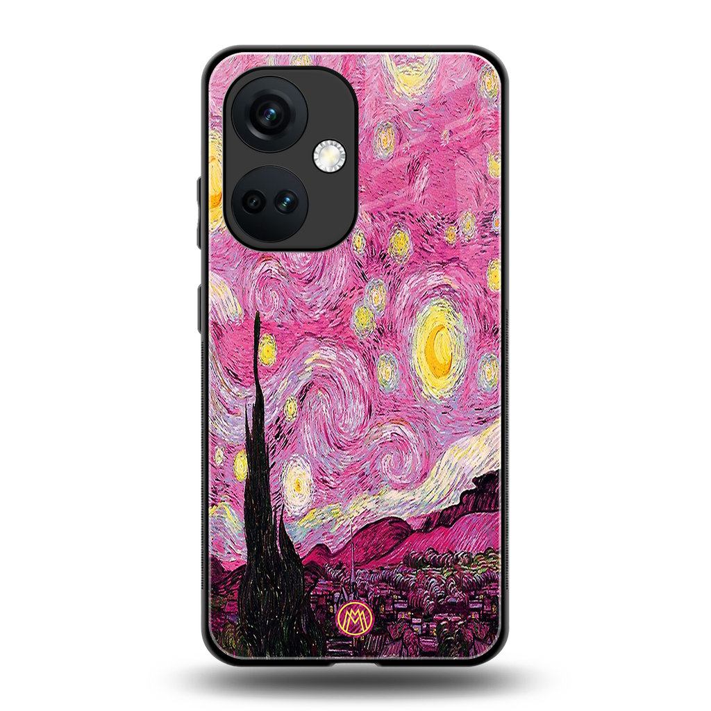 starry night pink back phone cover | glass case for oneplus nord ce 3