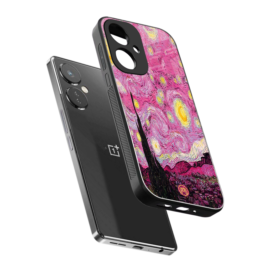 starry night pink back phone cover | glass case for oneplus nord ce 3