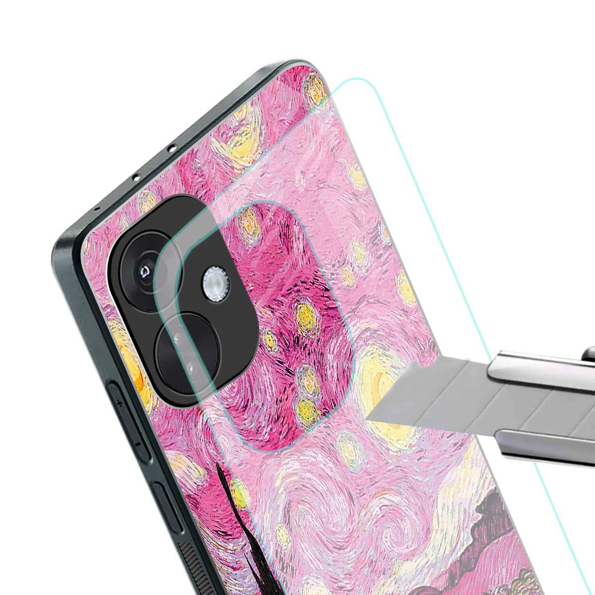 starry night pink back phone cover | glass case for oneplus nord ce 3
