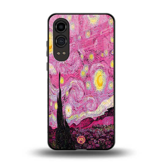 starry night pink back phone cover | glass case for oneplus nord ce 4 lite
